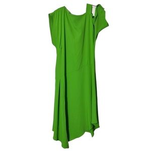 Kameya Green Asymmetrical Midi Dress